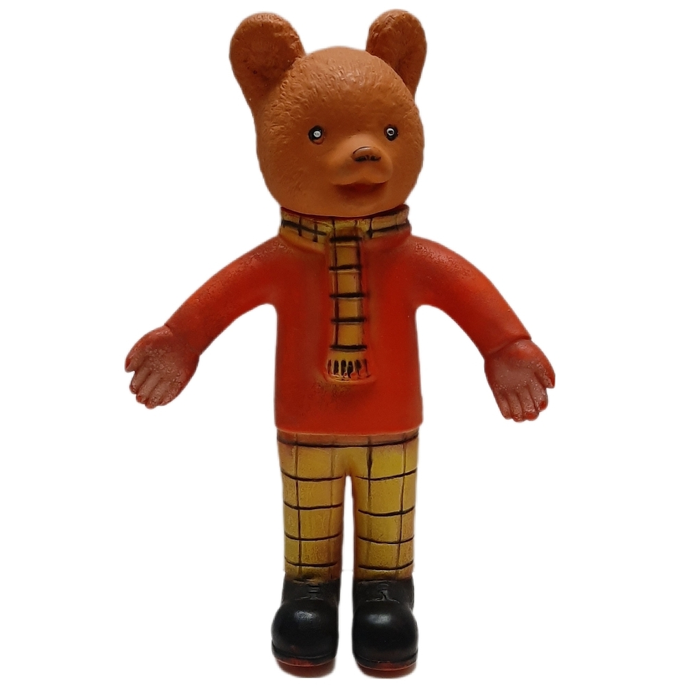 🍒 Vintage 1960's Rupert the Bear Rubber Figurine Kids Toy